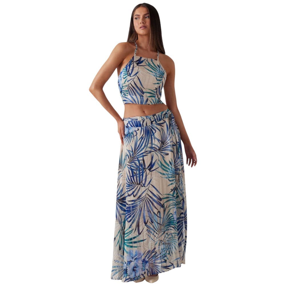 Guess top crop stampa palme art. Gaelle W5GH74 WH9Z2 P7V T-shirt Guess