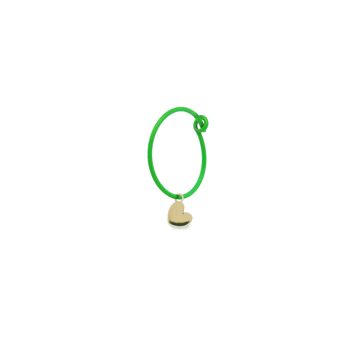 Rue des Mille - MONO ORECCHINO CUORE HOOP VERDE FLUO ORO18KT in Orecchini Alba Gioielli - Casoria, commercioVirtuoso.it