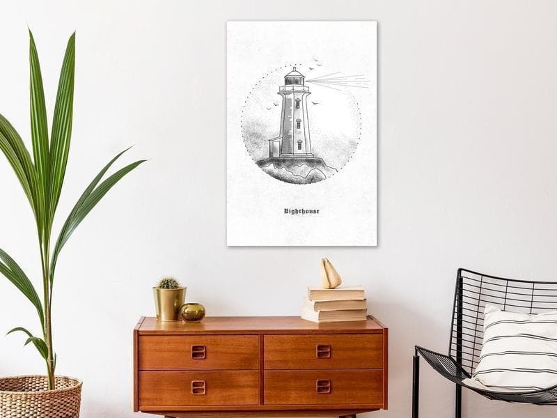 Quadro Black and White Lighthouse (1 Part) Vertical in Poster e stampe Collezione Casa - Trebisacce, commercioVirtuoso.it