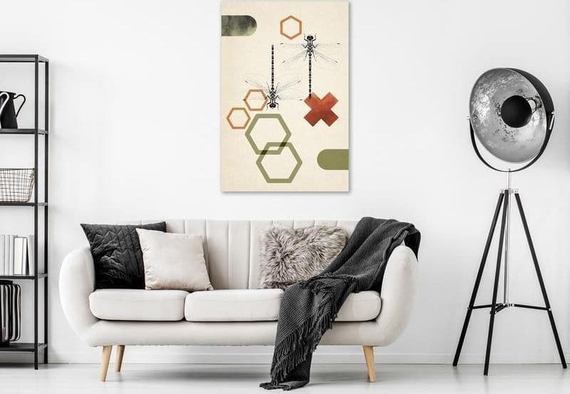 Quadro Dragonflies and Geometry (1 Part) Vertical in Poster e stampe Collezione Casa - Trebisacce, commercioVirtuoso.it