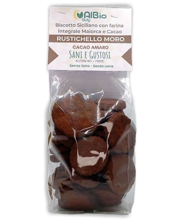 Biscotti Integrali al Cacao 180g Senza Latte, Senza Uova con Farina Antica Siciliana Maiorca Alta Digeribilità buoni snack