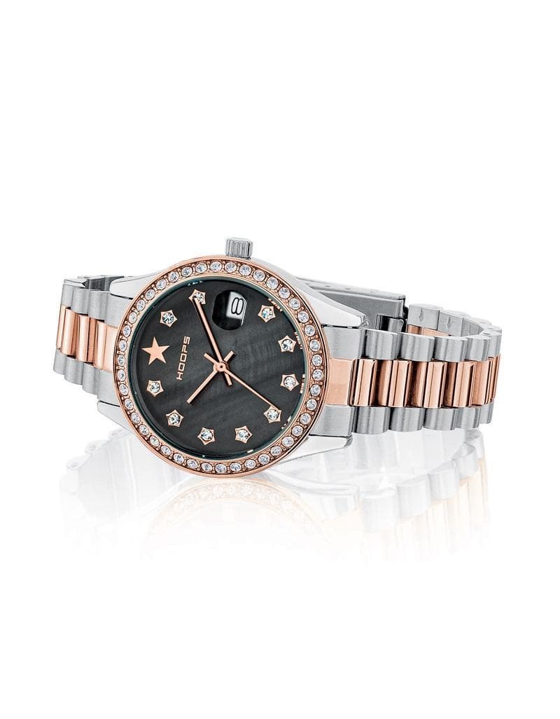 Hoops -  orologio SUPER LUXURY SILVER AND GOLD MADREPERLA NERA