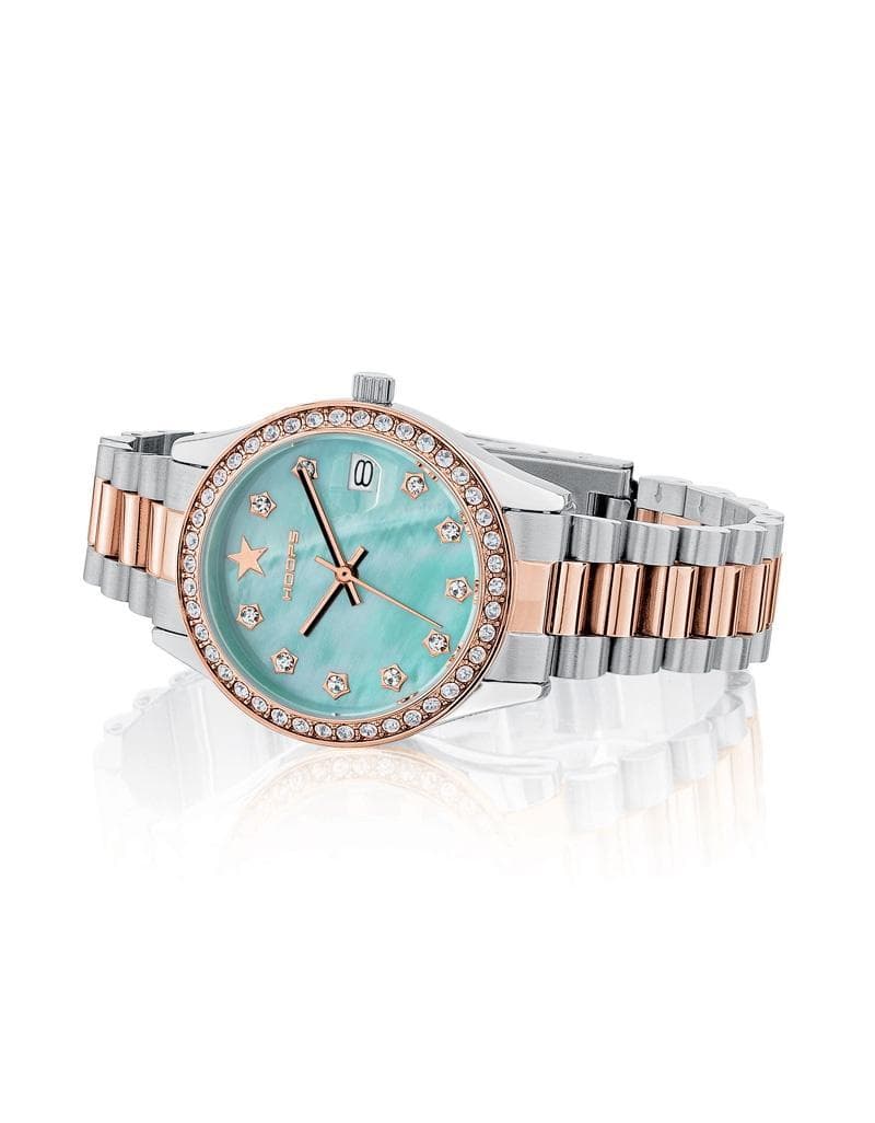Hoops - orologio SUPER LUXURY SILVER AND GOLD MADREPERLA VERDE ACQUA in Orologi da polso Alba Gioielli - Casoria, commercioVirtuoso.it