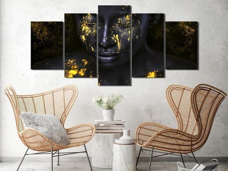 Quadro Bathed in Gold (5 Parts) Wide in Poster e stampe Collezione Casa - Trebisacce, commercioVirtuoso.it