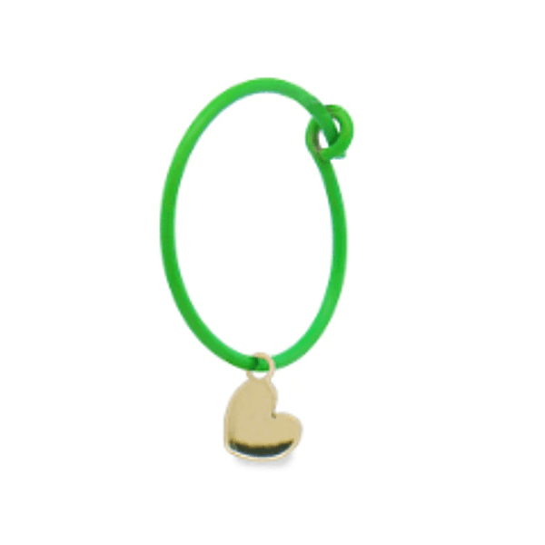 Rue des Mille - MONO ORECCHINO CUORE HOOP VERDE FLUO ORO18KT in Orecchini Alba Gioielli - Casoria, commercioVirtuoso.it