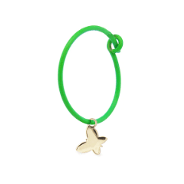 Rue des Mille - MONO ORECCHINO FARFALLA HOOP VERDE FLUO ORO18KT in Orecchini Alba Gioielli - Casoria, commercioVirtuoso.it