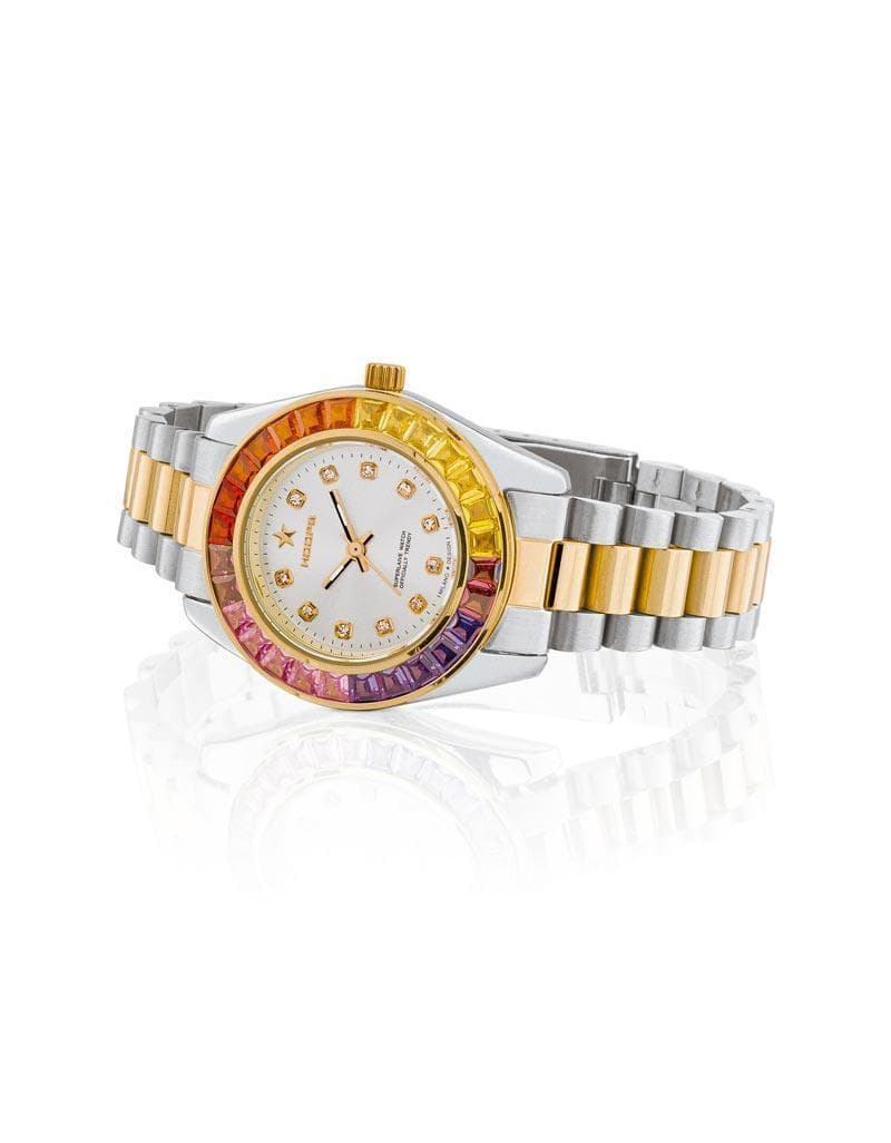 Hoops - Orologio MONTECARLO SILVER AND GOLD BIANCO/RAINBOW