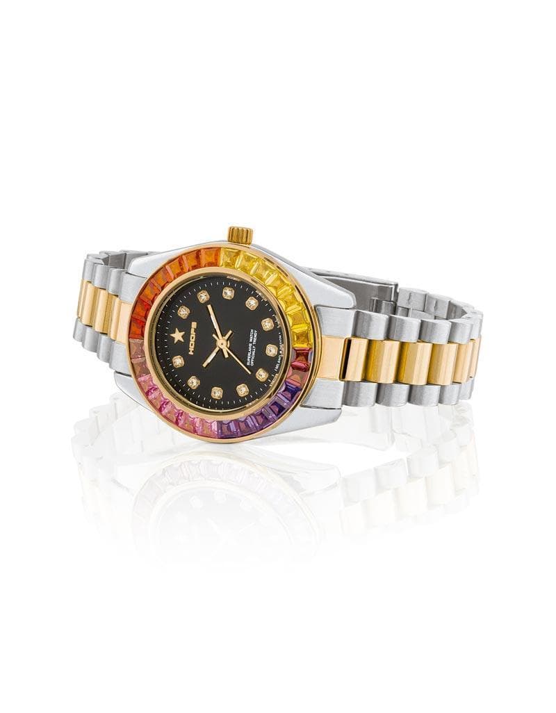 Hoops - Orologio MONTECARLO SILVER AND GOLD NERO/RAINBOW