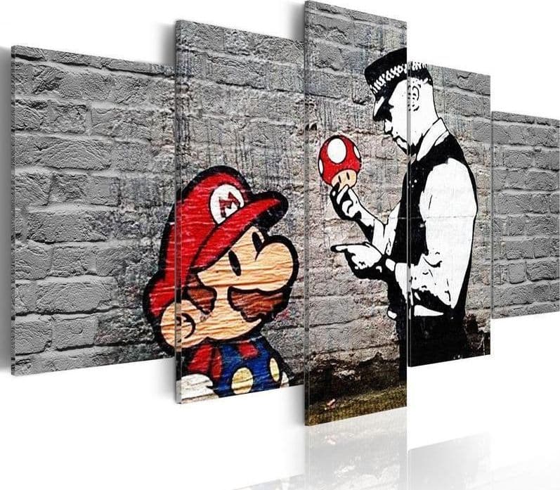 Quadro Super Mario Mushroom Cop (Banksy) in Dipinti Collezione Casa - Trebisacce, commercioVirtuoso.it