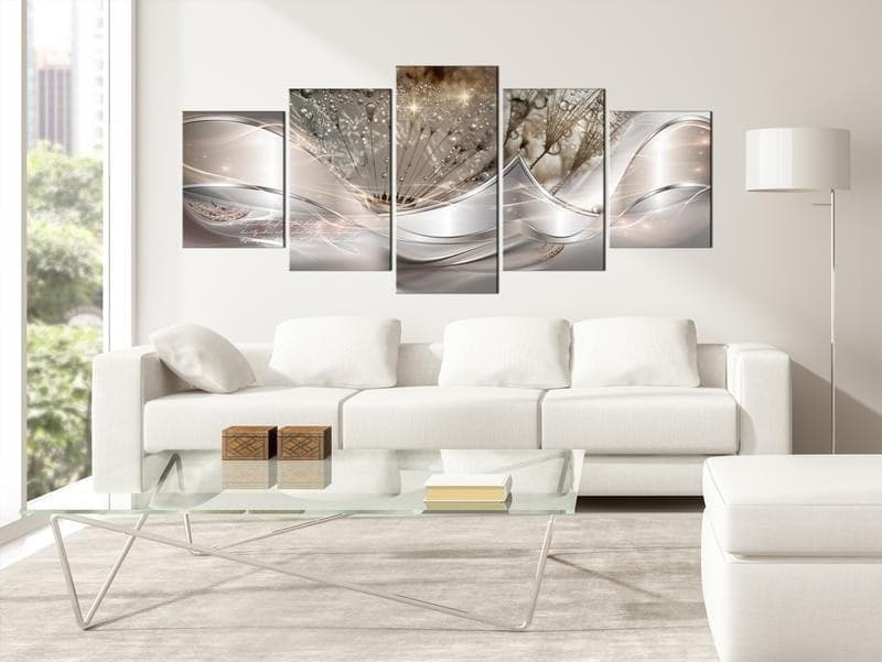 Quadro Modern Dandelions (5 Parts) Beige Wide in Poster e stampe Collezione Casa - Trebisacce, commercioVirtuoso.it