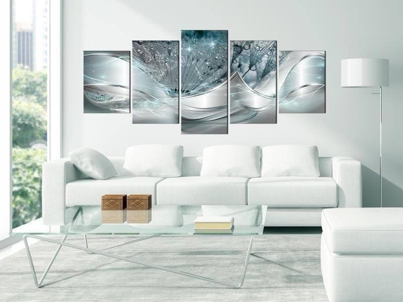 Quadro Modern Dandelions (5 Parts) Blue Wide in Poster e stampe Collezione Casa - Trebisacce, commercioVirtuoso.it
