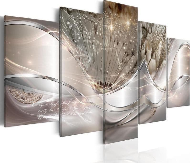 Quadro Sparkling Dandelions (5 Parts) Beige Wide in Poster e stampe Collezione Casa - Trebisacce, commercioVirtuoso.it