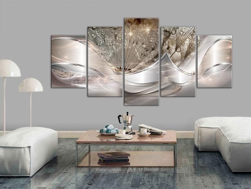 Quadro Sparkling Dandelions (5 Parts) Beige Wide in Poster e stampe Collezione Casa - Trebisacce, commercioVirtuoso.it