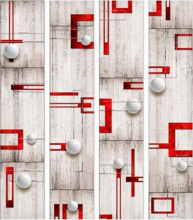 Fotomurale Concrete, red frames and white knobs in Carta da parati Collezione Casa - Trebisacce, commercioVirtuoso.it