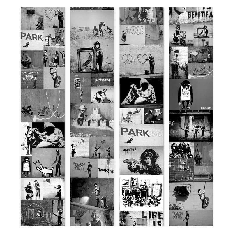 Fotomurale Banksy collage grigio in Carta da parati Collezione Casa - Trebisacce, commercioVirtuoso.it