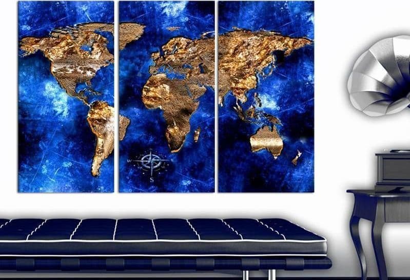 Quadri di sughero Golden Continents [Cork Map] in Bacheche Collezione Casa - Trebisacce, commercioVirtuoso.it