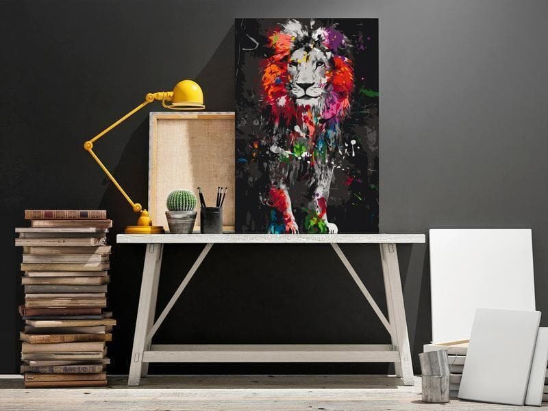 Quadro fai da te Colourful Animals: Lion in Poster e stampe Collezione Casa - Trebisacce, commercioVirtuoso.it