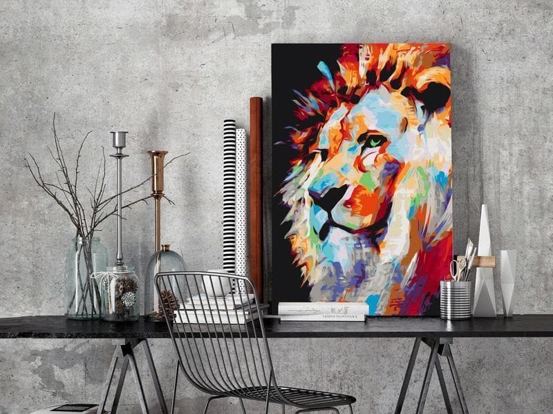 Quadro fai da te Portrait of a Colourful Lion in Poster e stampe Collezione Casa - Trebisacce, commercioVirtuoso.it