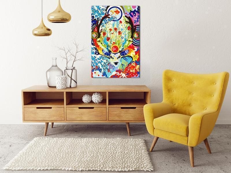 Quadro fai da te Deer and Flowers in Dipingere con i numeri Collezione Casa - Trebisacce, commercioVirtuoso.it