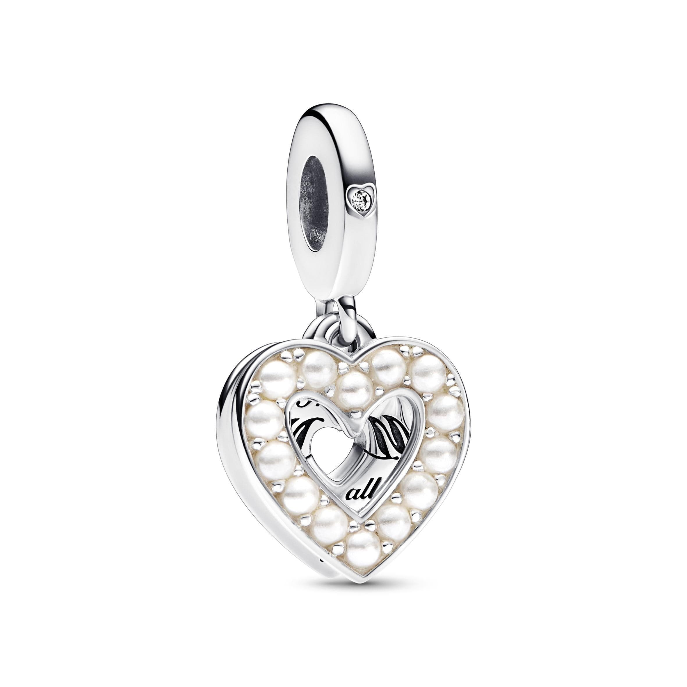 Pandora - Charm Pendente Doppio Cuore con Perle Coltivate d'Acqua Dolce
