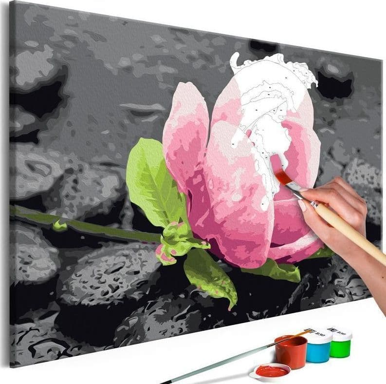 Quadro fai da te  Pink Flower and Stones