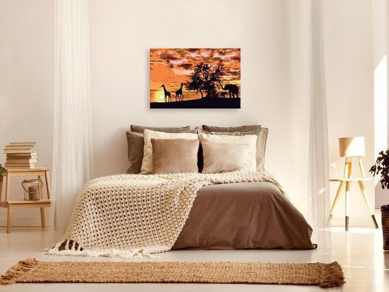Quadro fai da te Nel mezzo della savana (Giraffe & Elefanti) in Dipingere con i numeri Collezione Casa - Trebisacce, commercioVirtuoso.it
