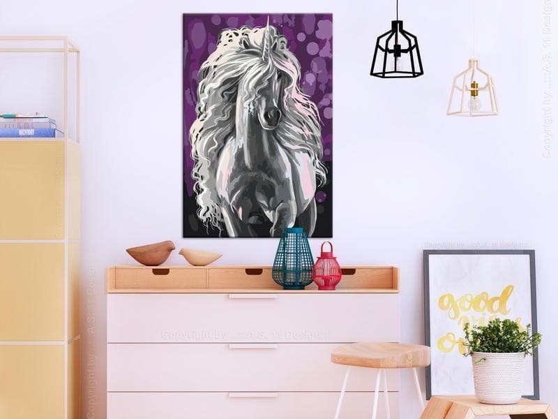 Quadro fai da te Unicorno bianco in Dipingere con i numeri Collezione Casa - Trebisacce, commercioVirtuoso.it