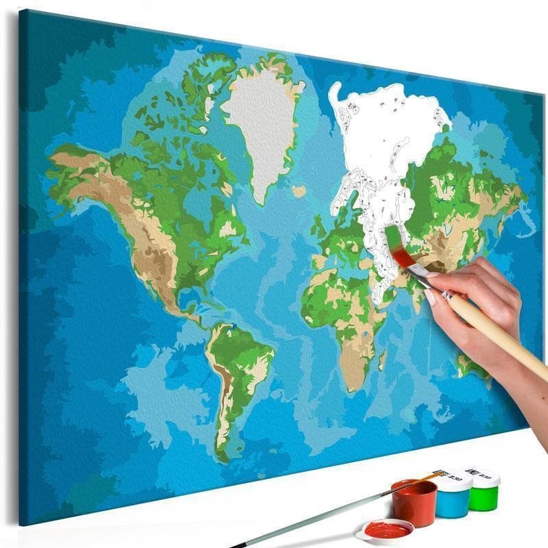 Quadro fai da te Mappamondo (bluverde)