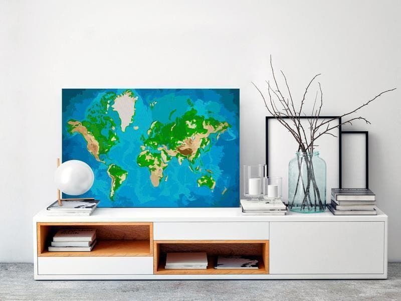 Quadro fai da te Mappamondo (bluverde) in Poster e stampe Collezione Casa - Trebisacce, commercioVirtuoso.it