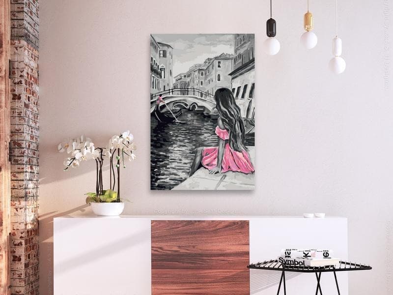Quadro fai da te Venezia (ragazza nel vestito rosa) in Dipingere con i numeri Collezione Casa - Trebisacce, commercioVirtuoso.it