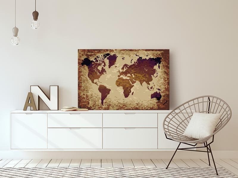 Quadro fai da te Mappamondo (sfumature di marrone) in Poster e stampe Collezione Casa - Trebisacce, commercioVirtuoso.it