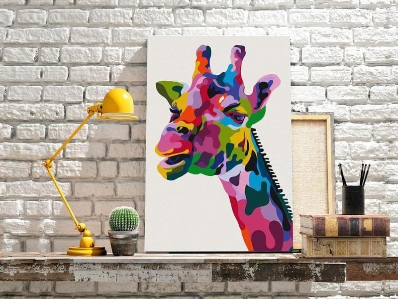 Quadro fai da te Colourful Giraffe in Dipingere con i numeri Collezione Casa - Trebisacce, commercioVirtuoso.it