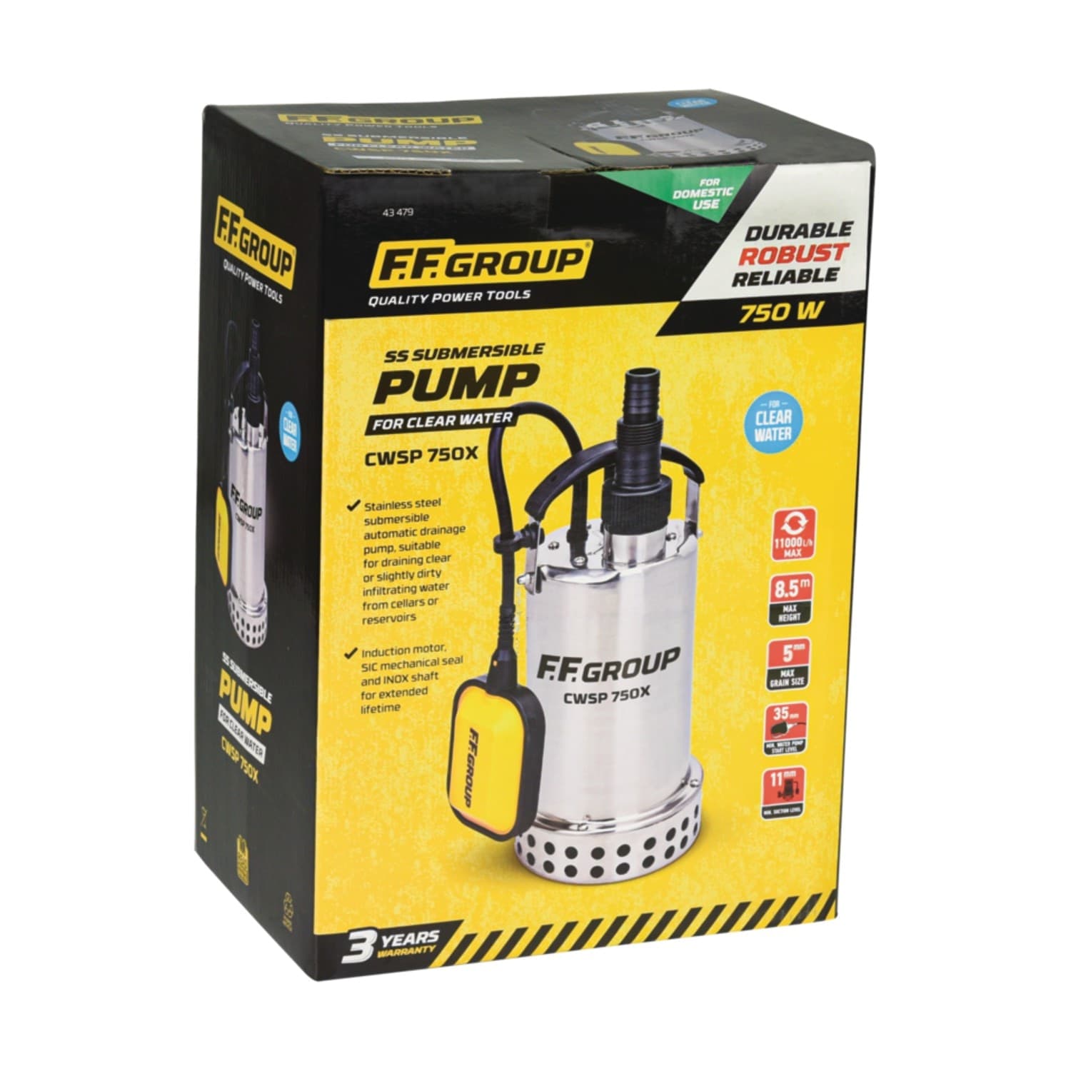 FF Group CWSP 750X da 750W elettropompa sommersa inox per drenaggio in Pompe per pozzi Aloiserw.com - Altomonte, commercioVirtuoso.it