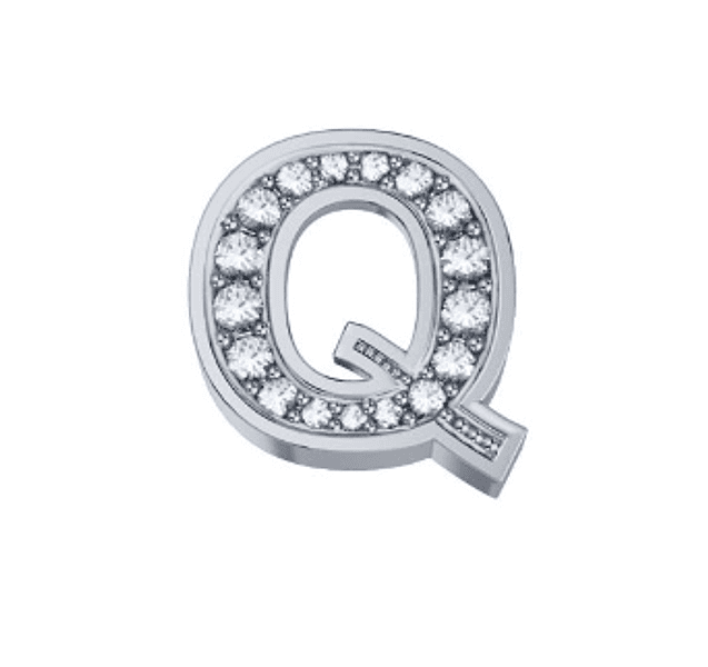 Elements Elemento lettera q in oro bianco e diamanti
