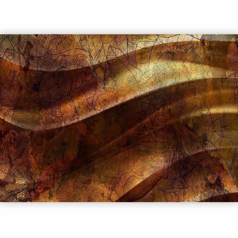 Carta da parati - Liquid gold - abstract wavy composition with leaf patterns in Carta da parati Collezione Casa - Trebisacce, commercioVirtuoso.it