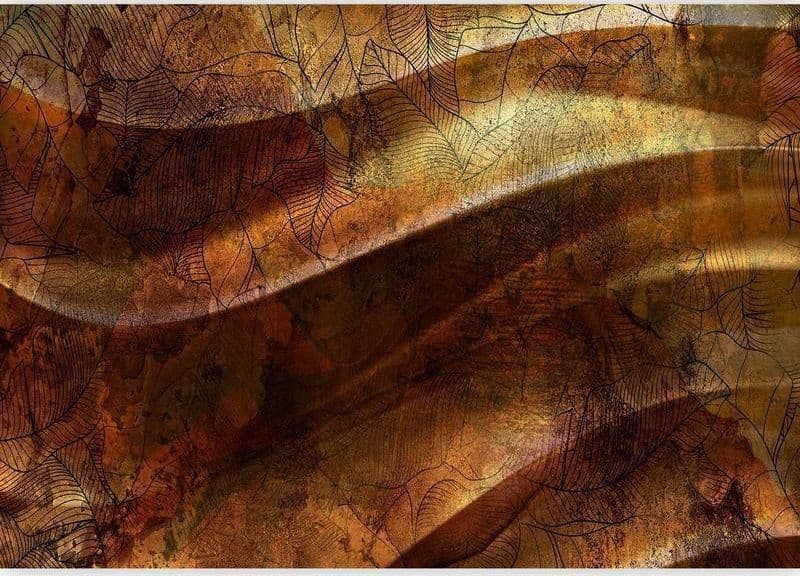 Carta da parati - Liquid gold - abstract wavy composition with leaf patterns in Carta da parati Collezione Casa - Trebisacce, commercioVirtuoso.it