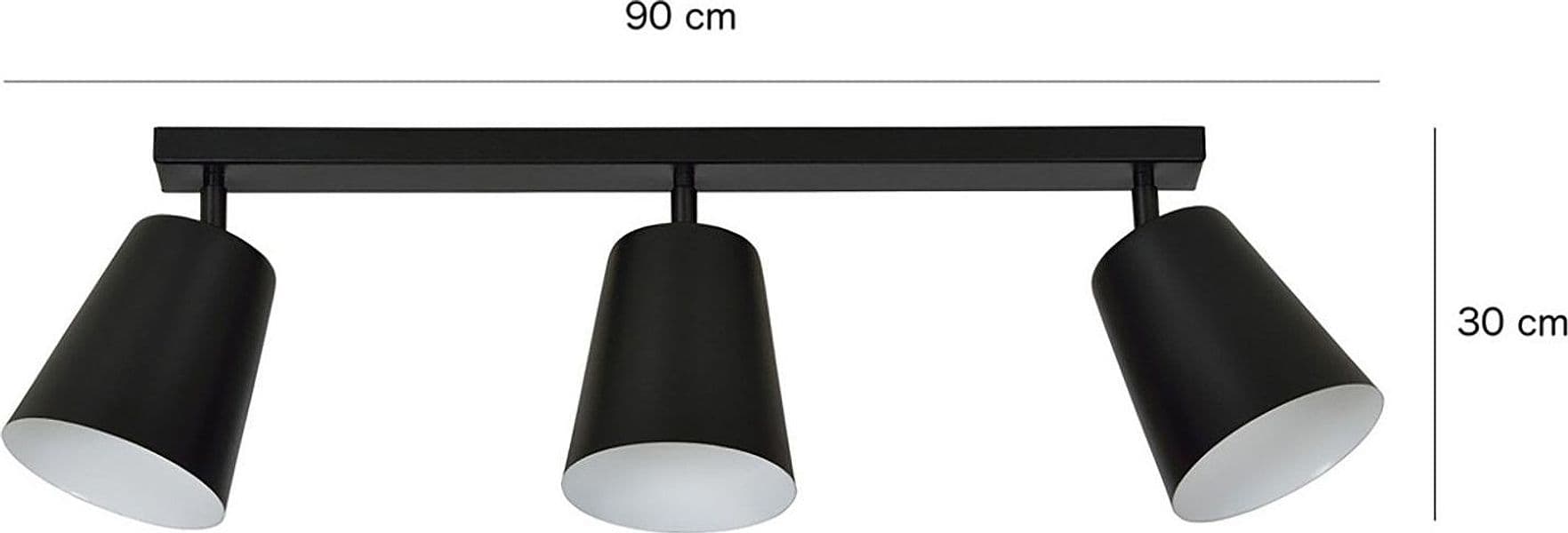 Plafoniera A Faretti 3 Luci Prism Con Coni In Acciaio Nero E Bianco Interno in Faretti da soffitto LuceArt - Montecorvino Pugliano, commercioVirtuoso.it