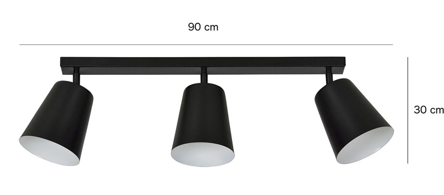 Plafoniera A Faretti 3 Luci Prism Con Coni In Acciaio Nero E Bianco Interno in Faretti da soffitto LuceArt - Montecorvino Pugliano, commercioVirtuoso.it