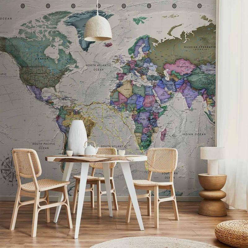 Carta da parati - Geography study - world map with signed countries in English in Mappe Collezione Casa - Trebisacce, commercioVirtuoso.it