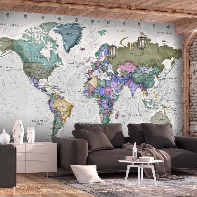 Carta da parati - Geography study - world map with signed countries in English in Mappe Collezione Casa - Trebisacce, commercioVirtuoso.it