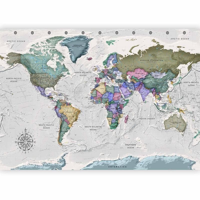 Carta da parati - Geography study - world map with signed countries in English in Mappe Collezione Casa - Trebisacce, commercioVirtuoso.it