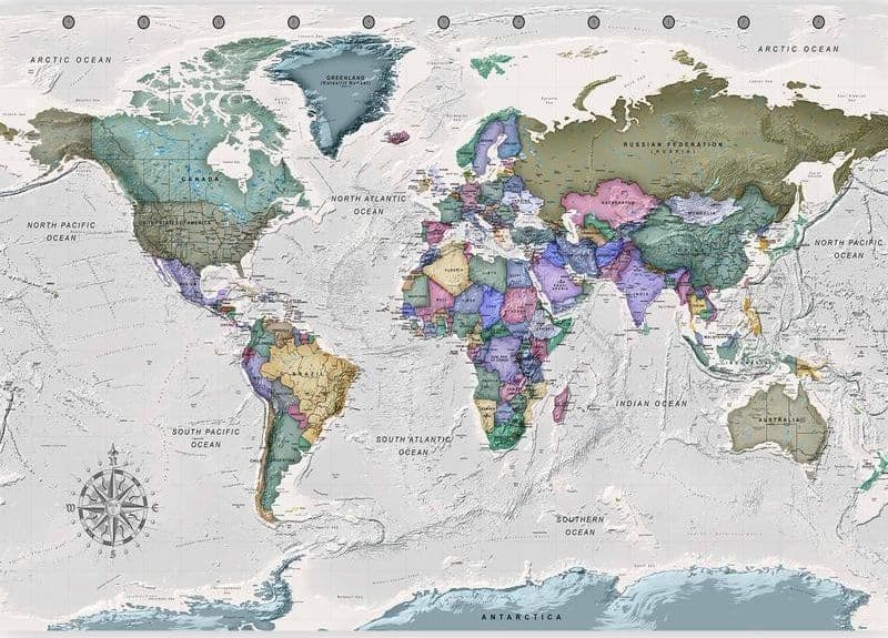 Carta da parati - Geography study - world map with signed countries in English in Mappe Collezione Casa - Trebisacce, commercioVirtuoso.it