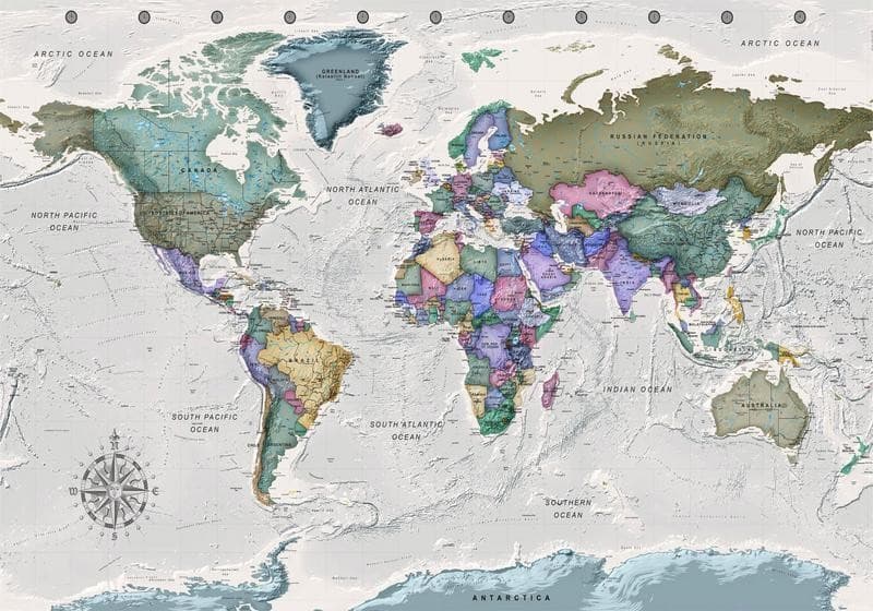 Carta da parati - Geography study - world map with signed countries in English in Mappe Collezione Casa - Trebisacce, commercioVirtuoso.it