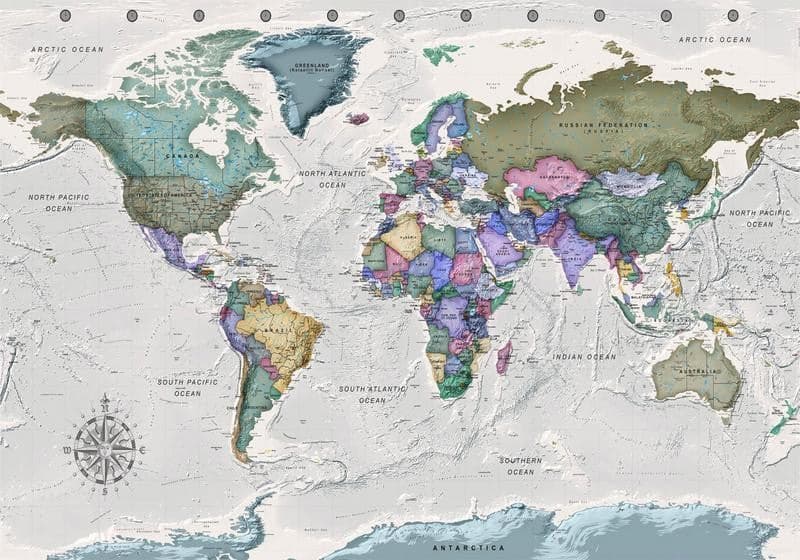 Carta da parati - Geography study - world map with signed countries in English in Mappe Collezione Casa - Trebisacce, commercioVirtuoso.it