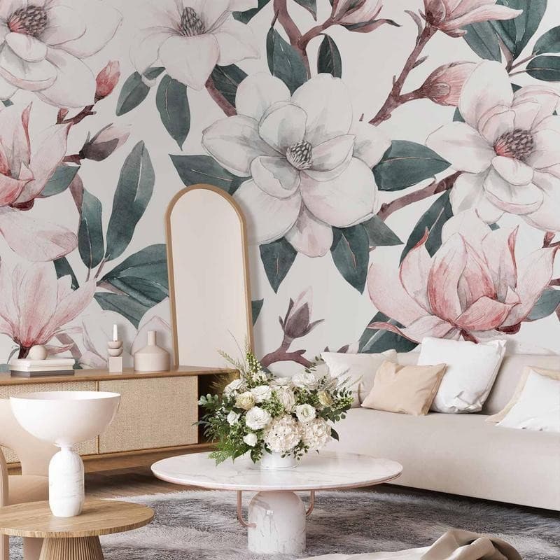 Carta da parati - Watercolor Magnolias - Second Variant in Carta da parati Collezione Casa - Trebisacce, commercioVirtuoso.it