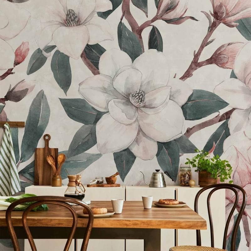 Carta da parati - Watercolor Magnolias - Second Variant in Carta da parati Collezione Casa - Trebisacce, commercioVirtuoso.it