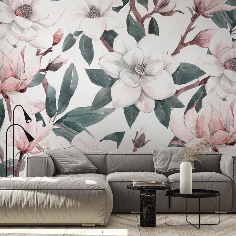 Carta da parati - Watercolor Magnolias - Second Variant in Carta da parati Collezione Casa - Trebisacce, commercioVirtuoso.it
