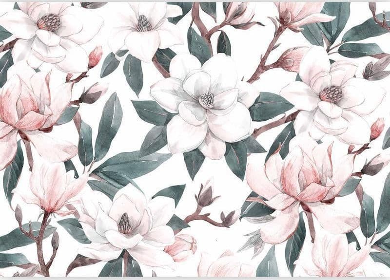 Carta da parati - Watercolor Magnolias - Second Variant in Carta da parati Collezione Casa - Trebisacce, commercioVirtuoso.it