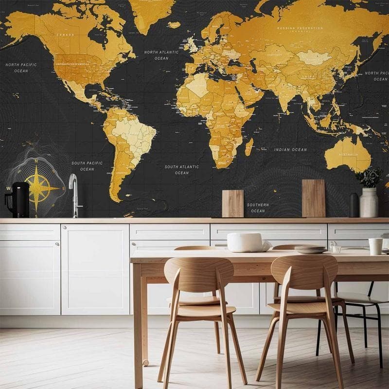 Carta da parati - Map: Golden World in Carta da parati Collezione Casa - Trebisacce, commercioVirtuoso.it