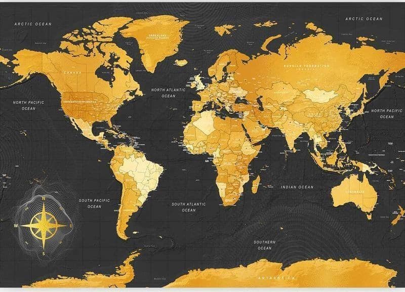 Carta da parati - Map: Golden World in Carta da parati Collezione Casa - Trebisacce, commercioVirtuoso.it